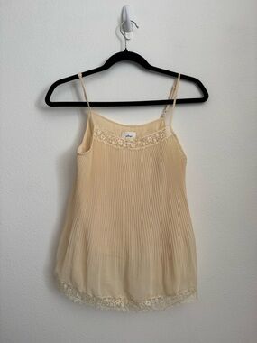 Wilfred Butter Yellow Pleated Lace-Trim Cami Tank